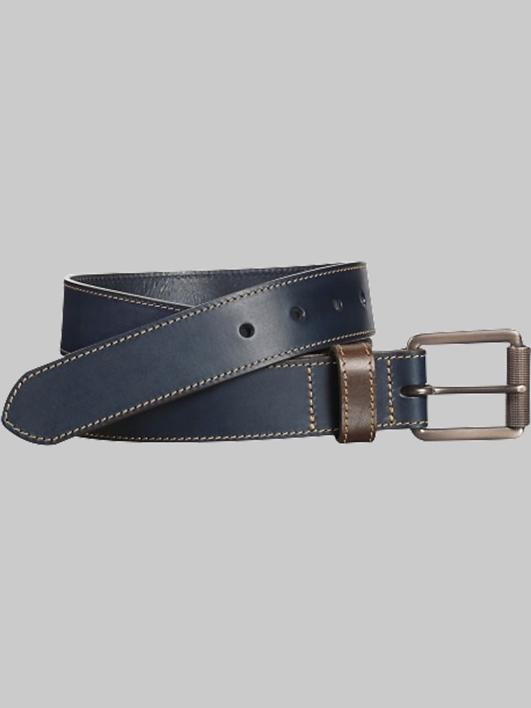 Johnston &Amp; Murphy Contrast Stitch Leather Belt
