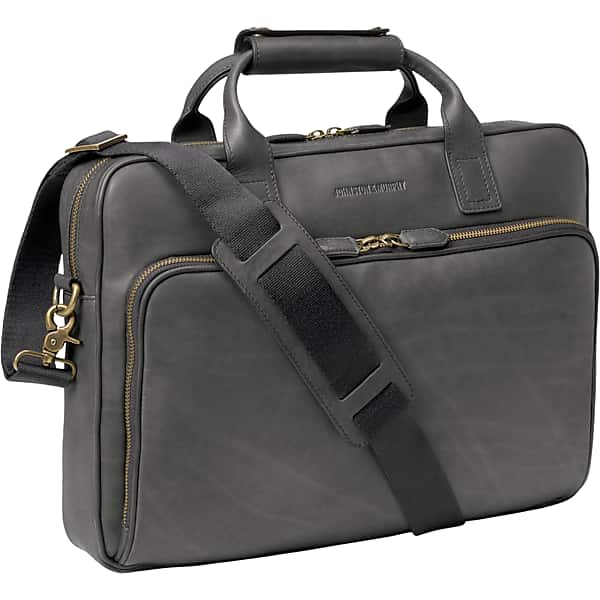 Johnston & Murphy Men's Leather Work Briefcase Laptop Bag Black - Size: One Size