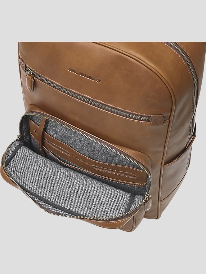 Johnston &Amp; Murphy Rhodes Leather Backpack, Lt Brown - Image 3 of 7