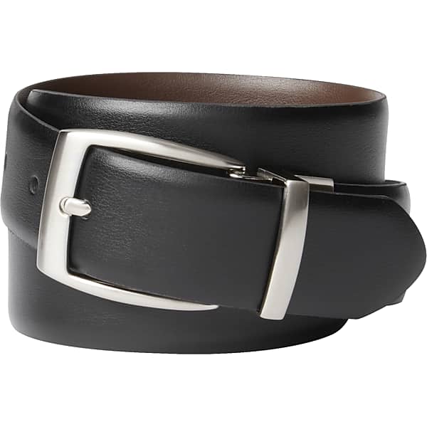 Men's Wearhouse Big & Tall Men's Feather Edge Reversible Leather Belt Black - Size: 46 Waist