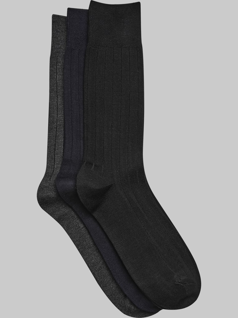 Pronto Uomo Solid Ribbed Socks, 3-pack
