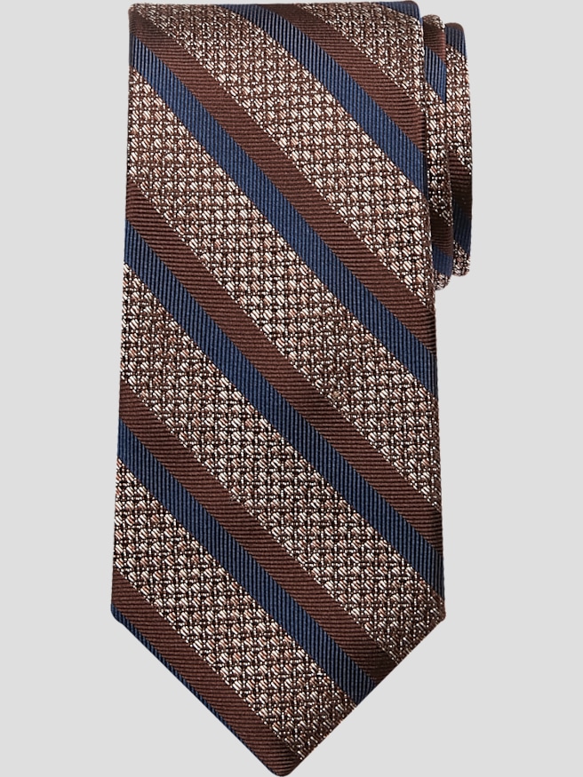 Joseph Abboud Men's Narrow Diagonal Stripe Silk Tie , Brown