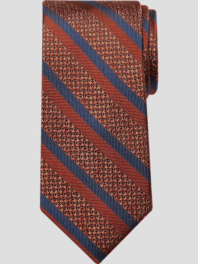 Joseph Abboud Men's Narrow Diagonal Stripe Silk Tie , Rust / Orange