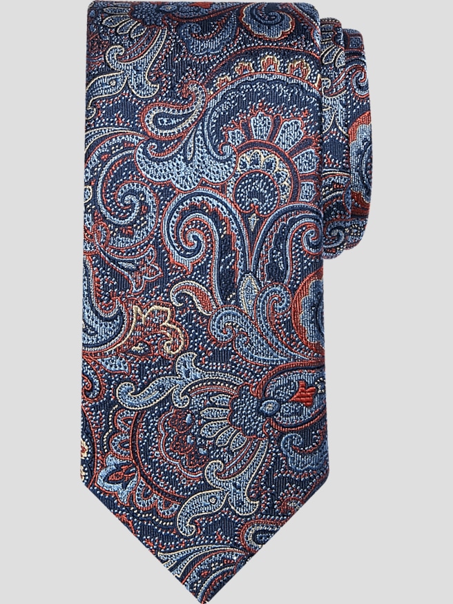 Joseph Abboud Men's Narrow Paisley Silk Tie , Rust / Orange