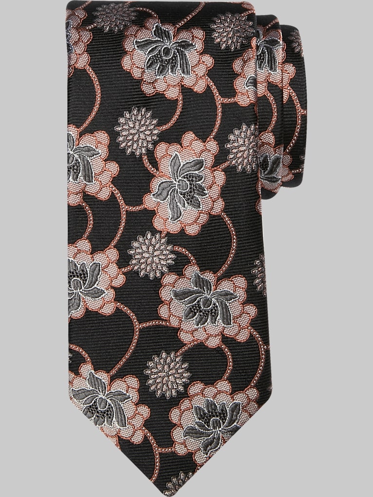 Joseph Abboud Narrow Floral Motif Silk Tie