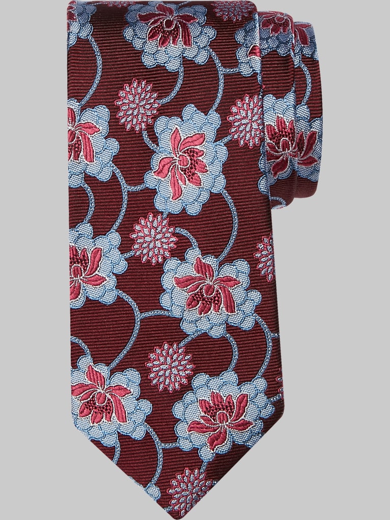Joseph Abboud Narrow Floral Motif Silk Tie