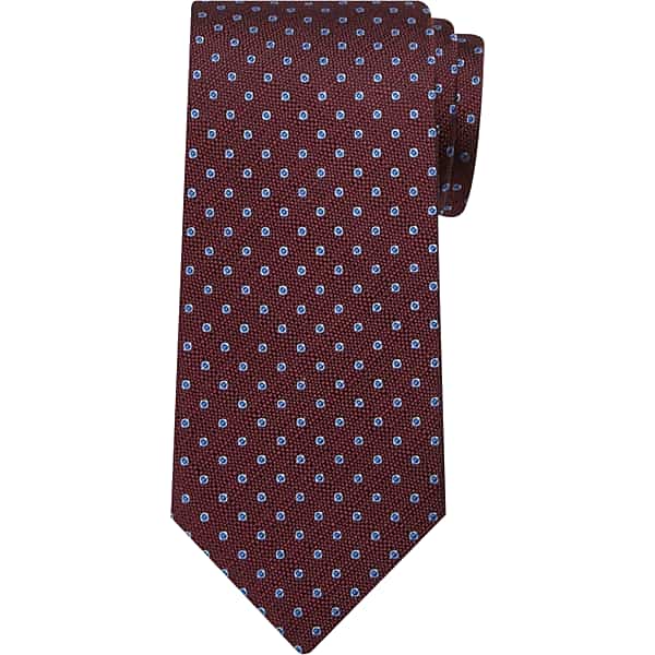 Pronto Uomo Men's Narrow Polka Dot Silk Tie Burgundy - Size: One Size - Only Available at Men's Wearhouse TMW8Z1P80006
