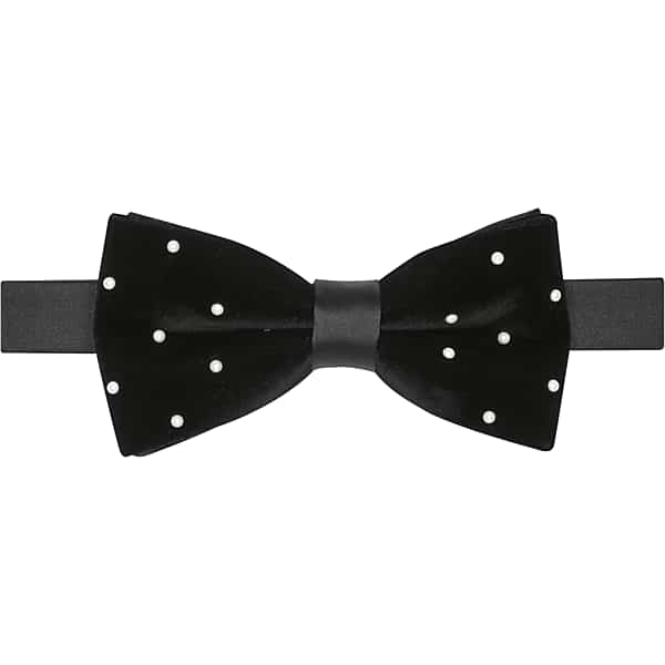 Egara Men's Pre-Tied Faux Pearl Velvet Bow Tie Black - Size: One Size