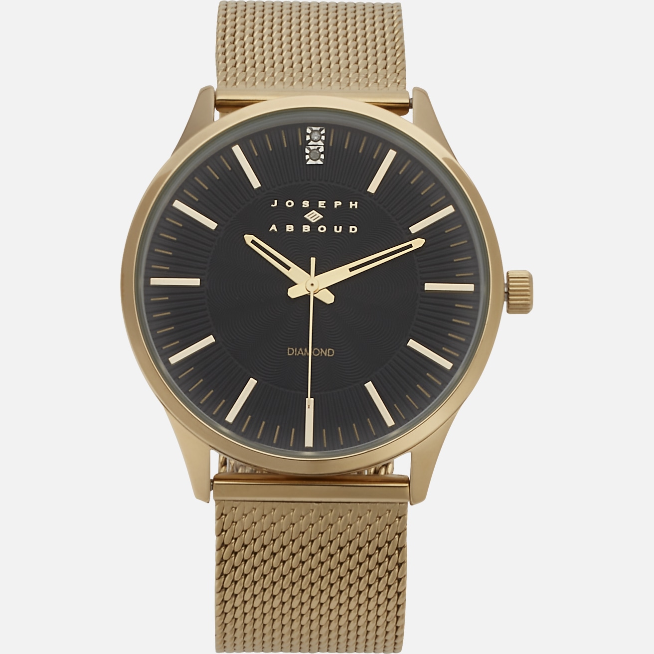 JOSEPH ABBOUD WATCH WITH GOLD MESH BAND AND GREY DIAL