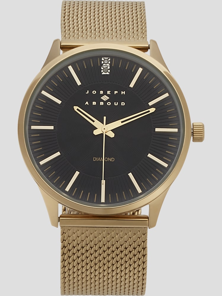 JOSEPH ABBOUD WATCH WITH GOLD MESH BAND AND GREY DIAL