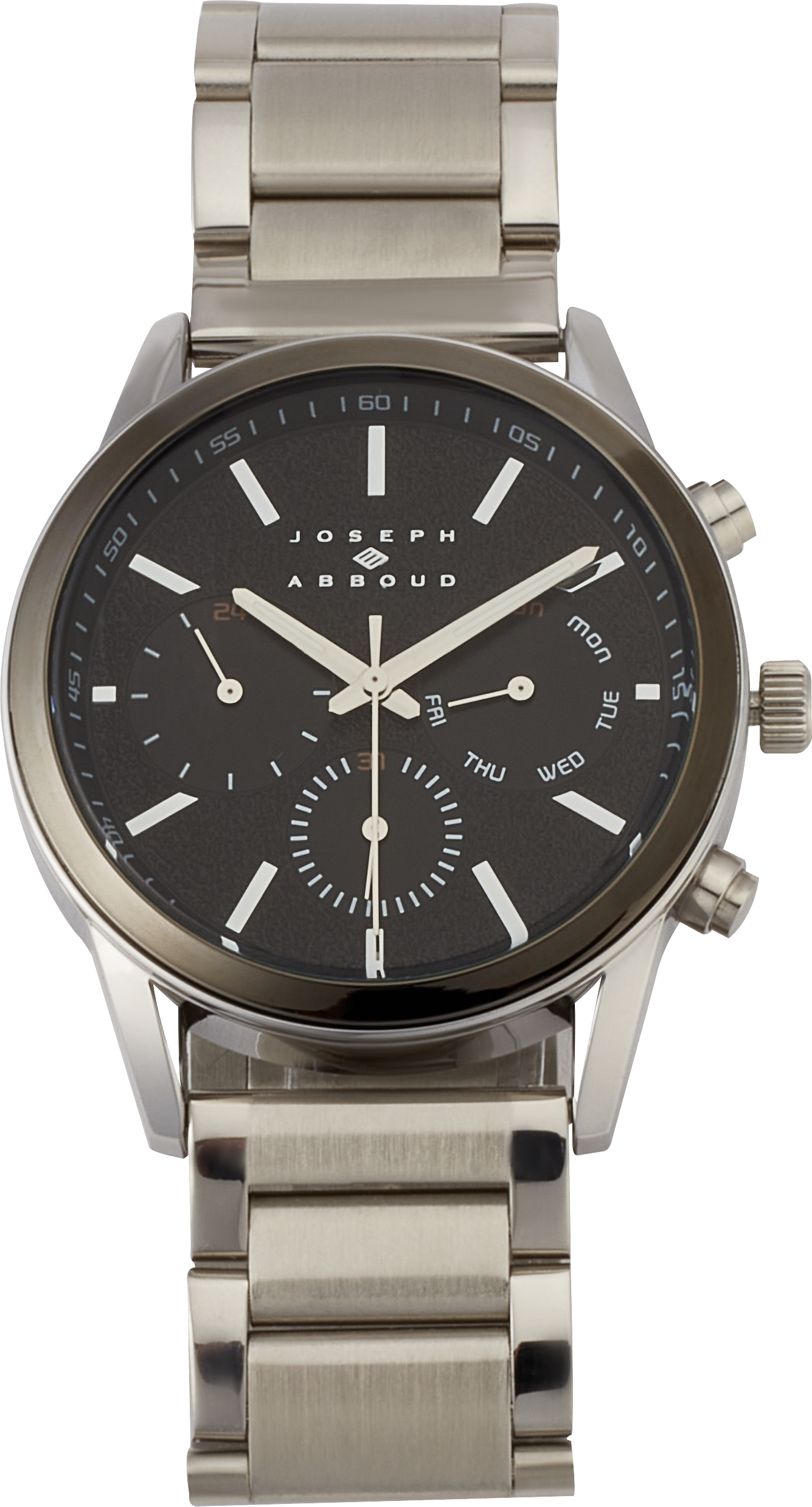 JOSEPH ABBOUD WATCH LINK BAND WITH BLACK DIAL