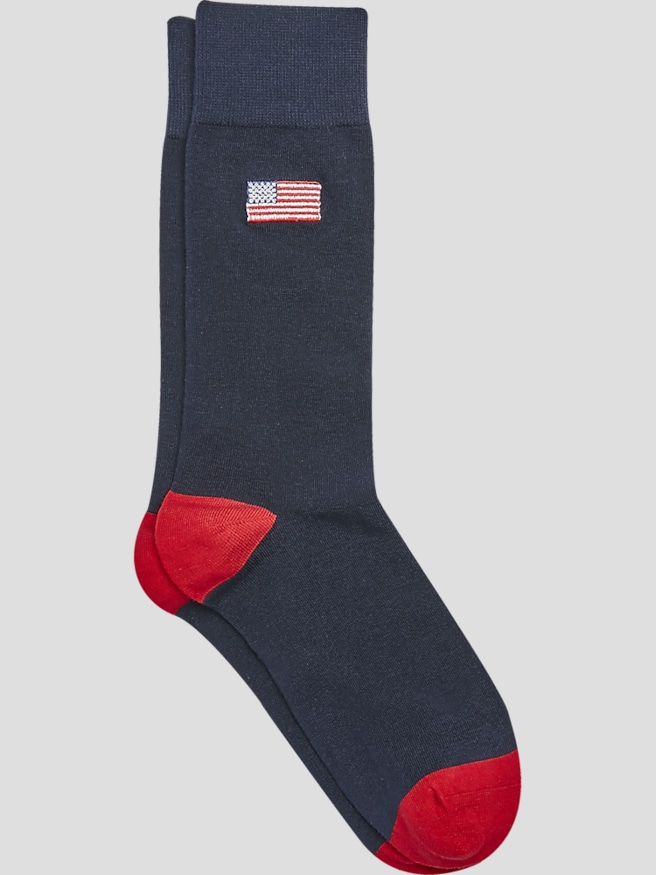 Egara Men's American Flag Emblem Socks, 1-pair , Xavier Navy / Blue