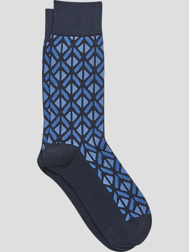 Egara Men's Geometric Split Diamond Socks, 1-pair , Xavier Navy / Blue
