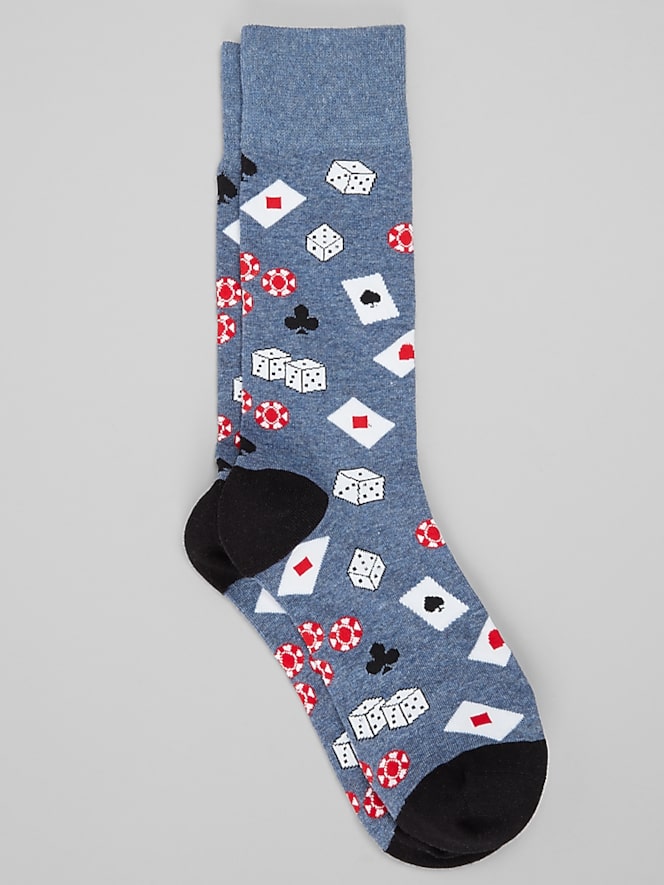 Egara Cards and Dice Dress Socks, 1-Pair