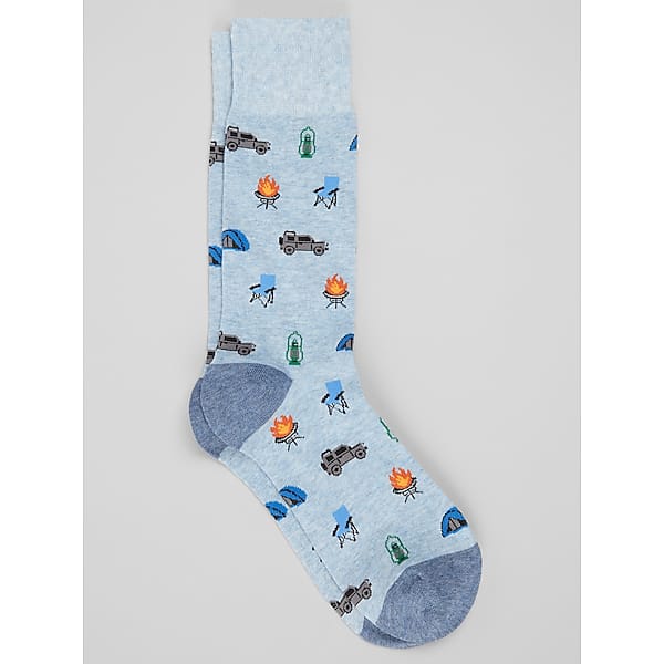 Egara Men's Camping Themed Socks, 1-Pair Chambray Hthr - Size: One Size
