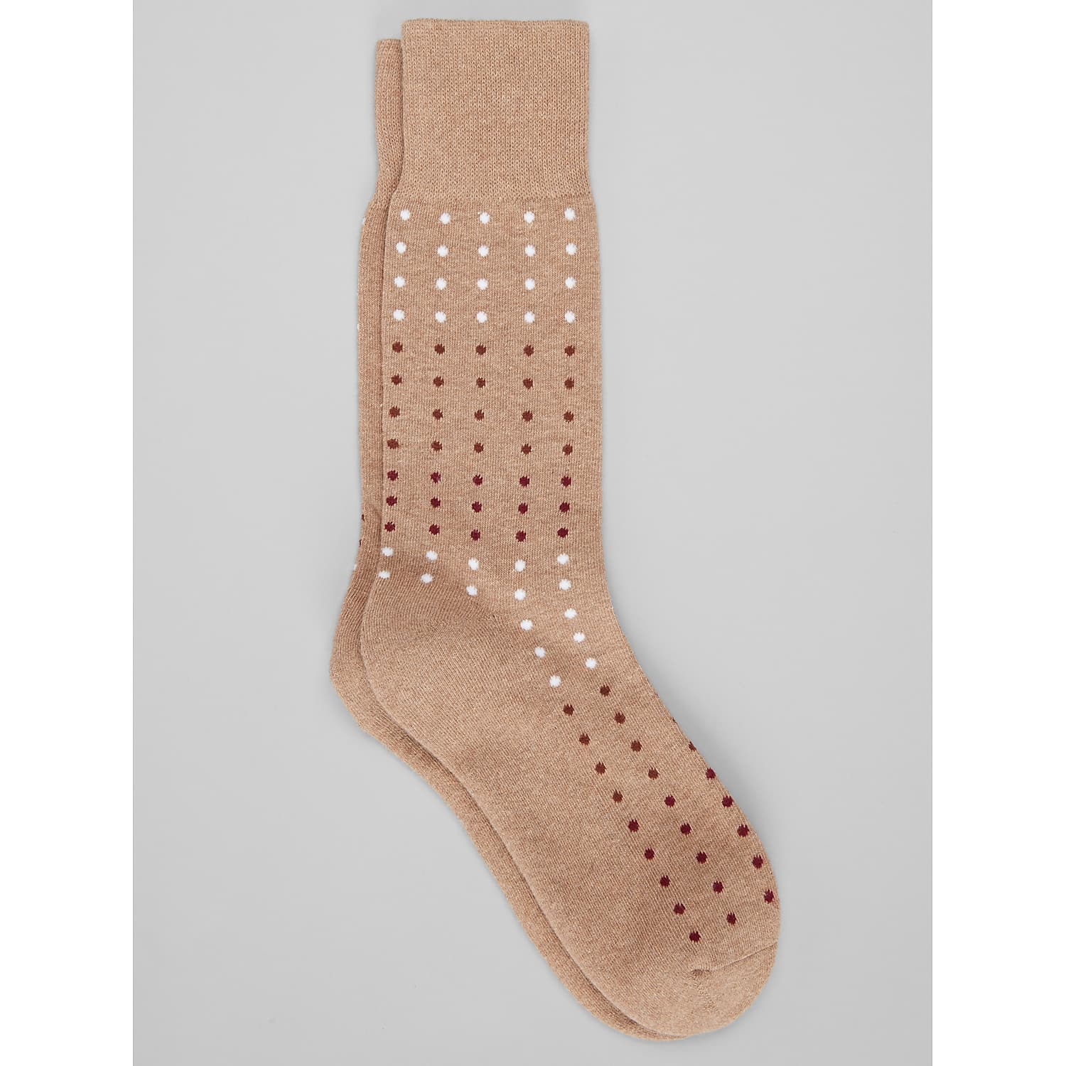Egara Men’s Dot Cushion Crew Socks in Taupe Brown – One Size Comfort Dress Socks for Work and Everyday Wear