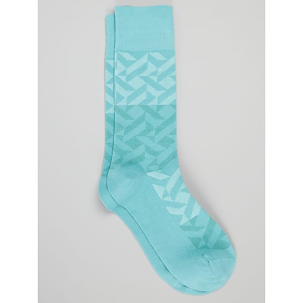 Egara Men's Geo Block Dress Socks, 1-Pair Aquifer - Size: One Size