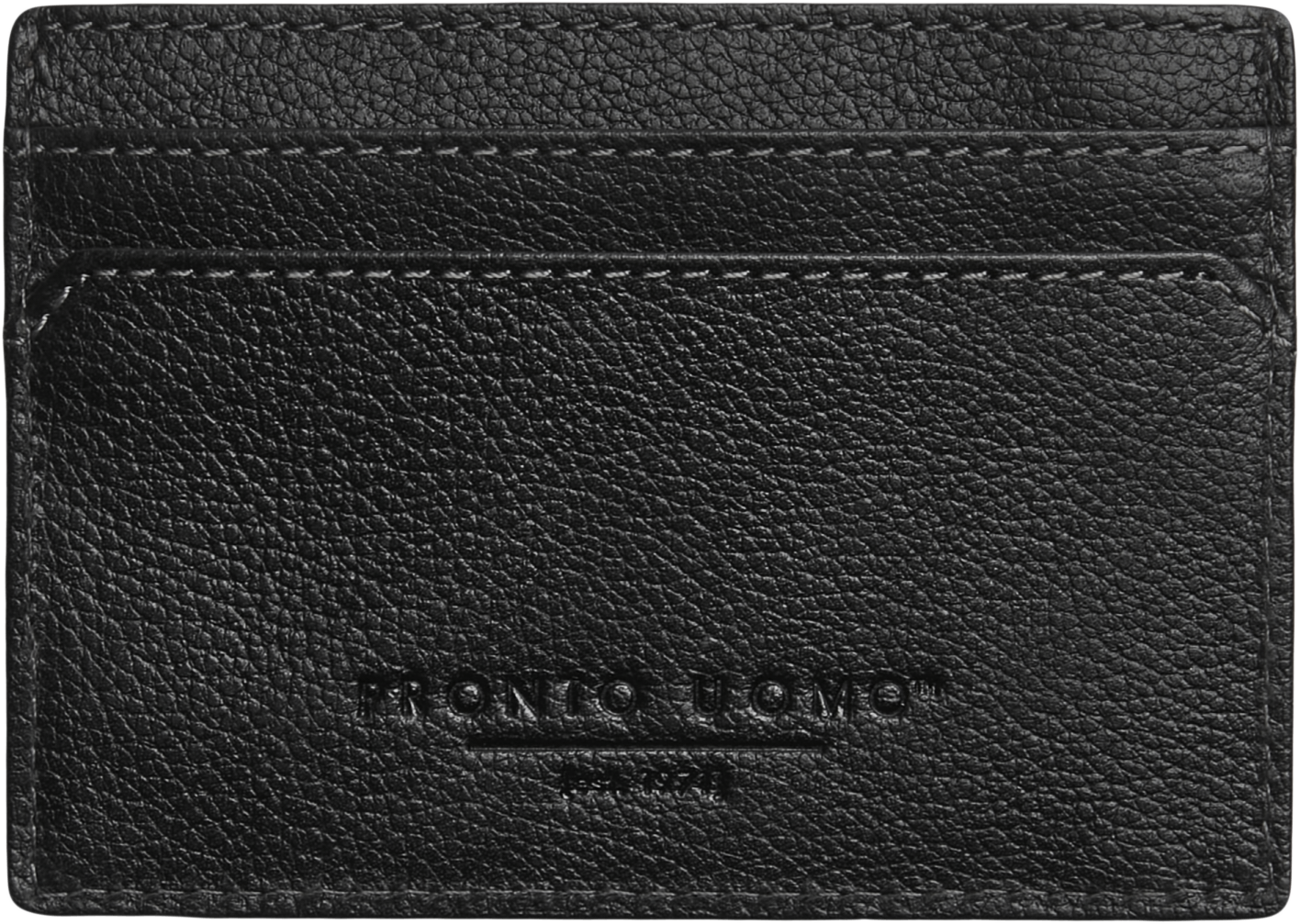 Pebbled Leather Front Pocket Card Case