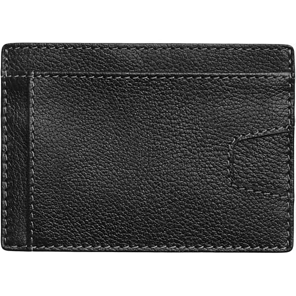 pronto uomo mens pebbled leather front pocket card case black