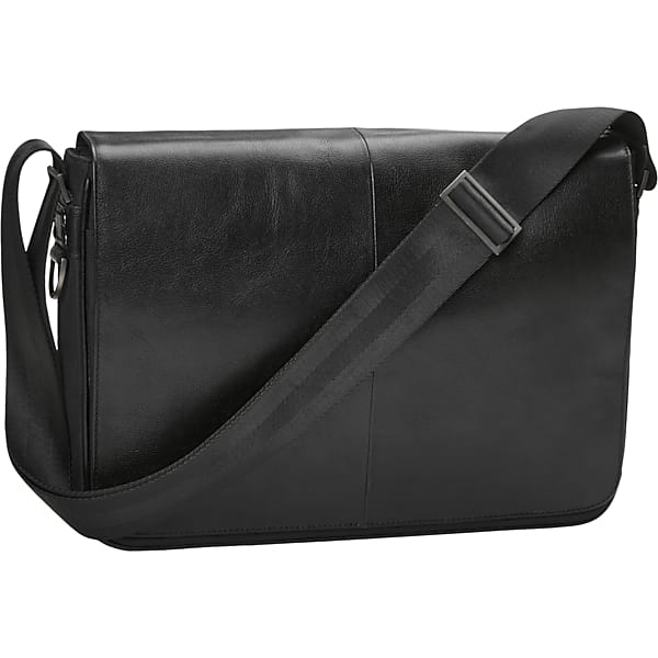Pronto Uomo Men's Slim Leather Messenger Bag Black - Size: One Size - Only Available at Men's Wearhouse TMW8ZDF80002