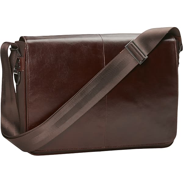 Pronto Uomo Men's Slim Leather Messenger Bag Brown - Size: One Size - Only Available at Men's Wearhouse TMW8ZDF80003