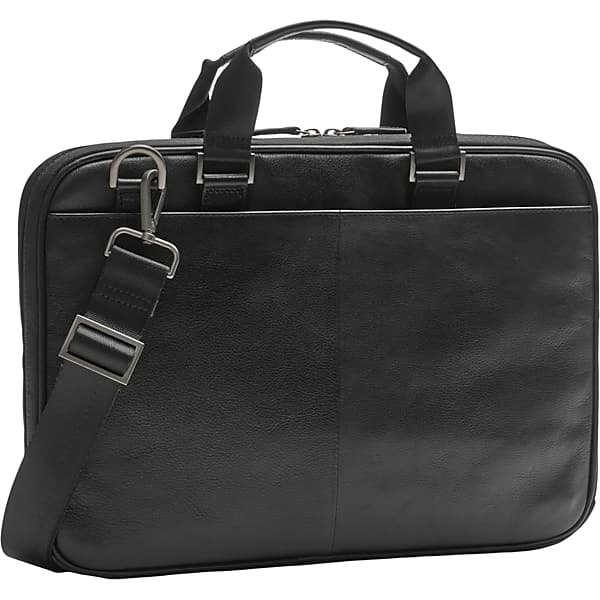 Pronto Uomo Men's Slim Leather Briefcase Black - Size: One Size - Only Available at Men's Wearhouse TMW8ZDG80002