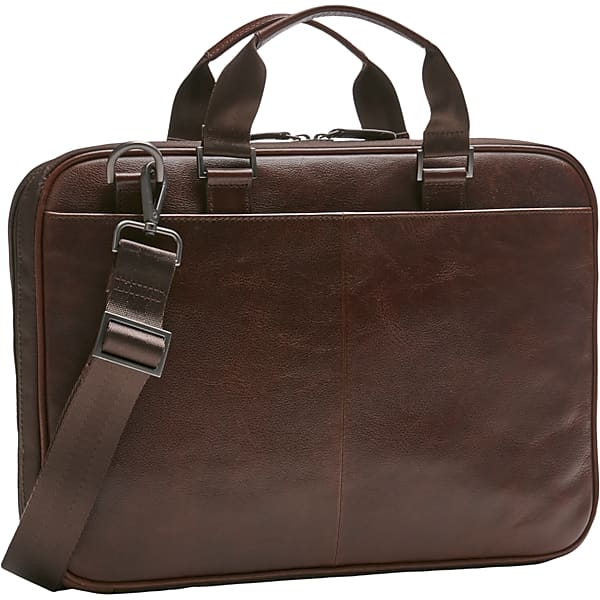Pronto Uomo Men's Slim Leather Briefcase Brown - Size: One Size - Only Available at Men's Wearhouse TMW8ZDG80003