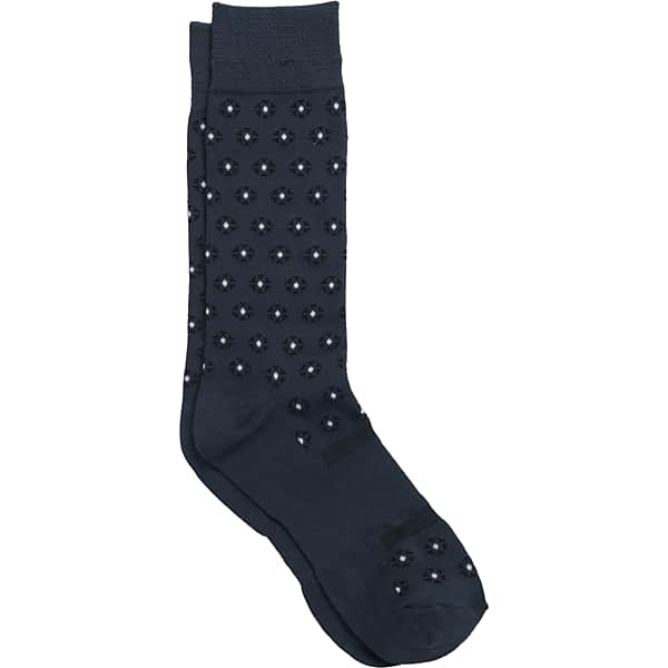 Pronto Uomo Men's Floral Performance Pima Cotton Dress Socks, 1-pair Midnight Navy - Size: One Size - Only Available at Men's Wearhouse TMW8ZDP80001