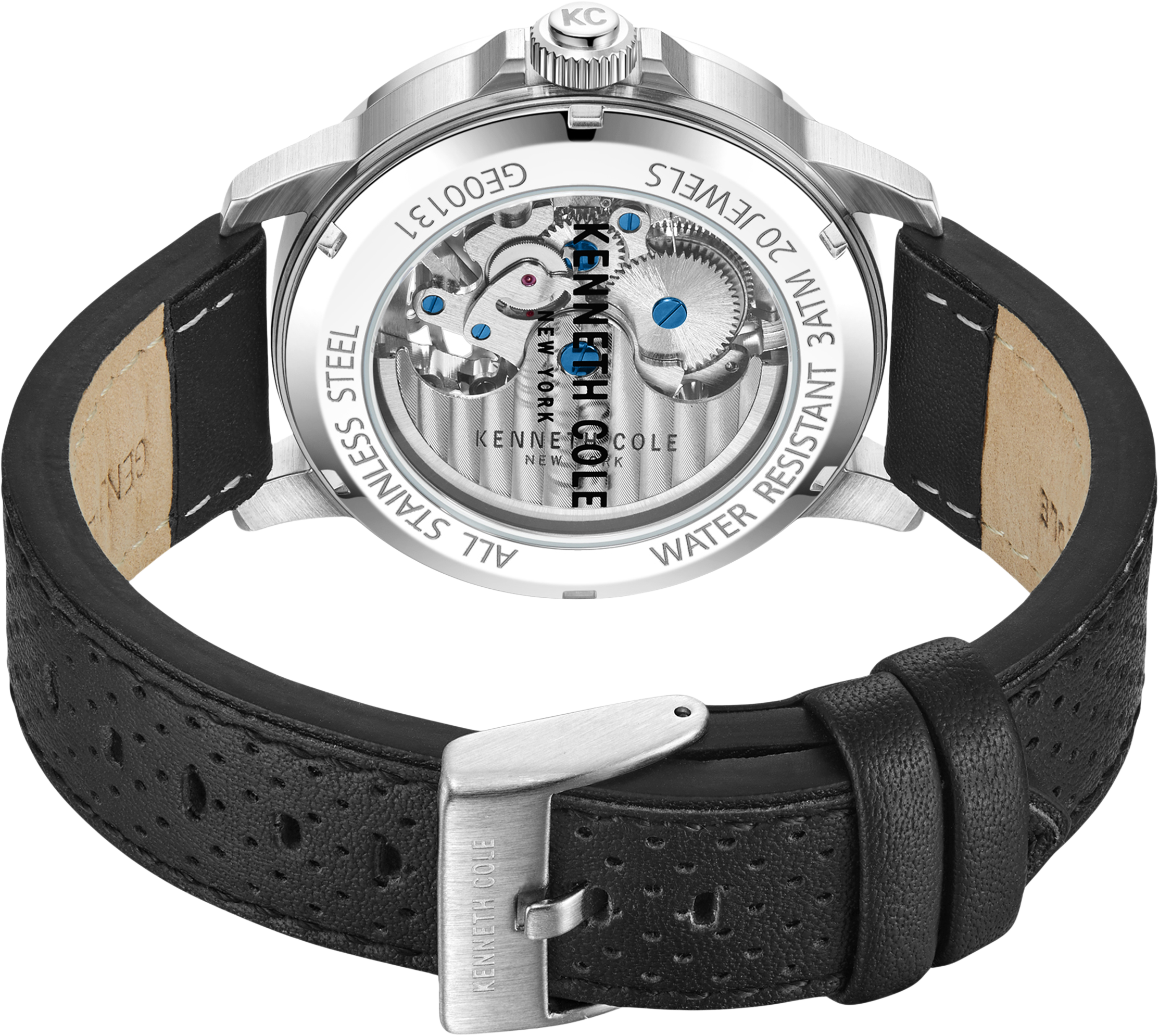 Stainless Steel With Perforated Leather Strap Watch