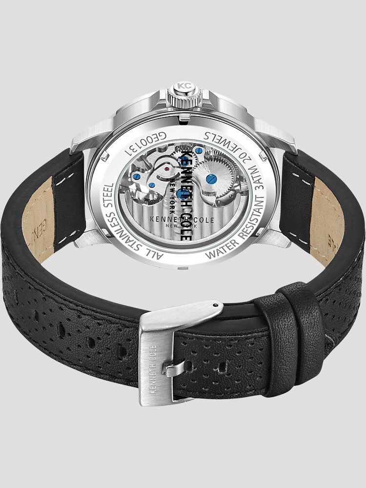Stainless Steel With Perforated Leather Strap Watch
