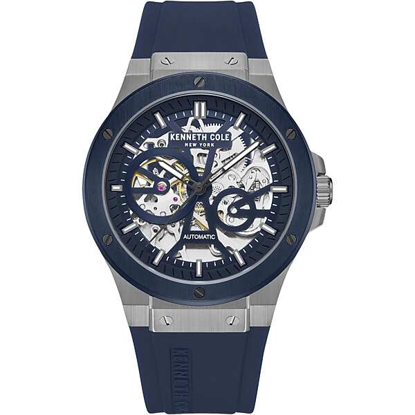 Kenneth Cole Men's Skeleton Transparent Dial Silicone Strap Watch Dark Blue - Size: One Size TMW8ZG080001