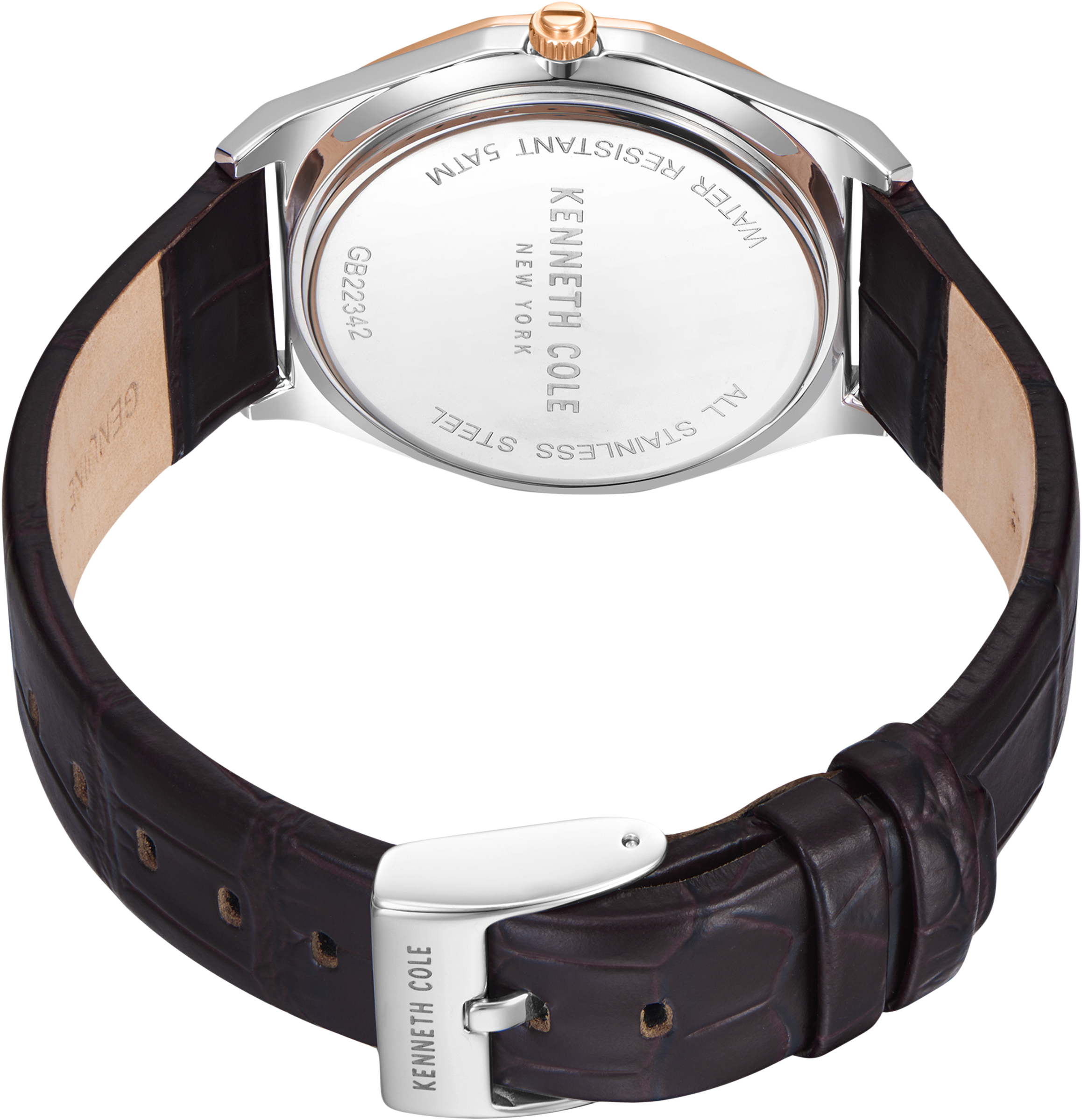 Two-Tone Leather Strap Watch