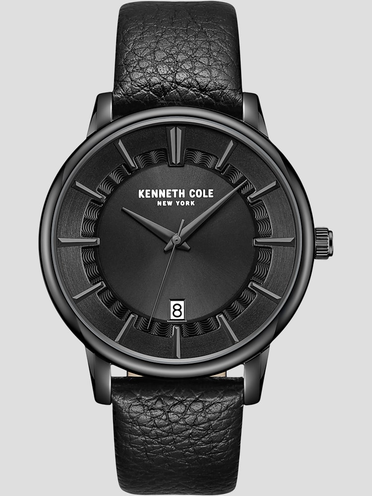 Kenneth Cole Date Window With Pebbled Leather Strap Watch Watches Men s Wearhouse