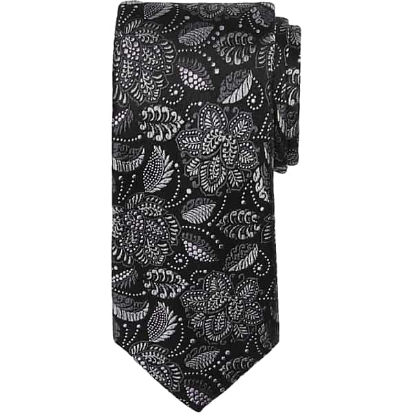 Pronto Uomo Men's Narrow Fantasy Floral Silk Tie Black - Size: One Size - Only Available at Men's Wearhouse TMW8ZH480002