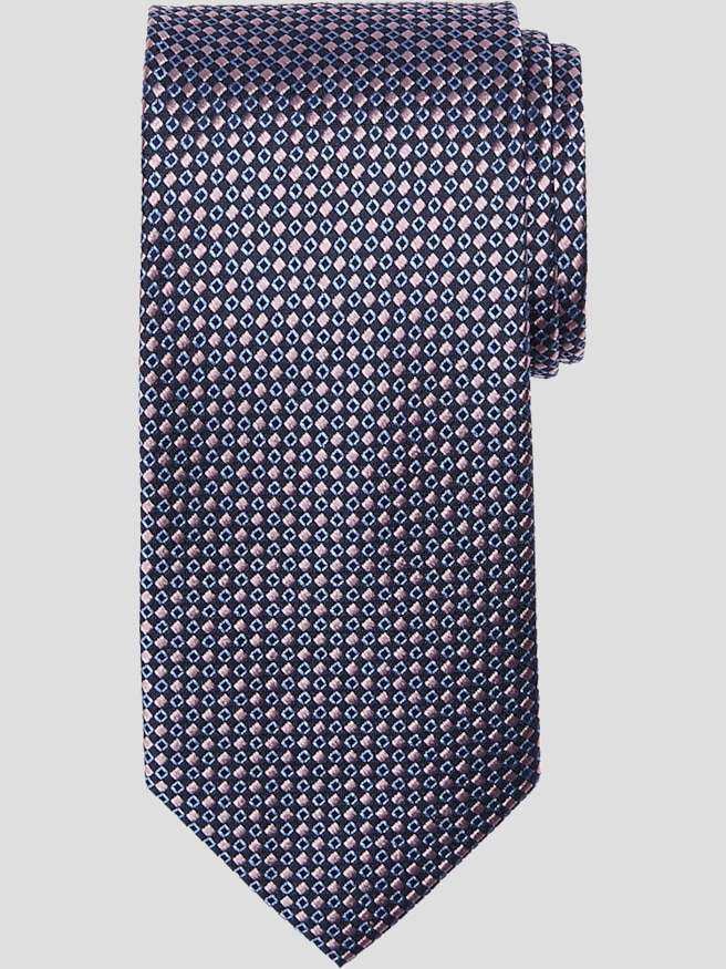 Pronto Uomo Men's Narrow Mini Diamond Tie , Pink
