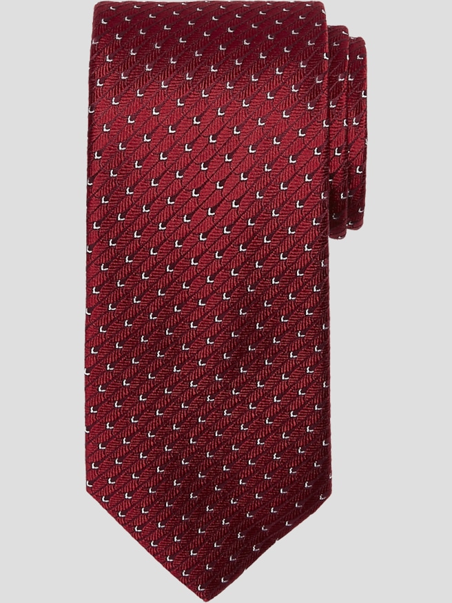 Pronto Uomo Men's Narrow Shield Silk Tie , Red