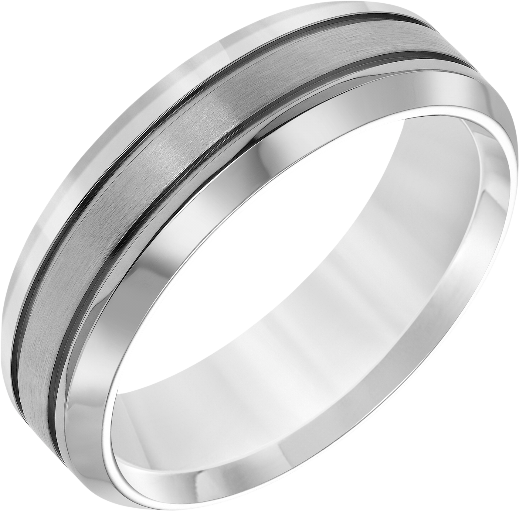 7mm Round Edge Brushed Finish Center Titanium Band