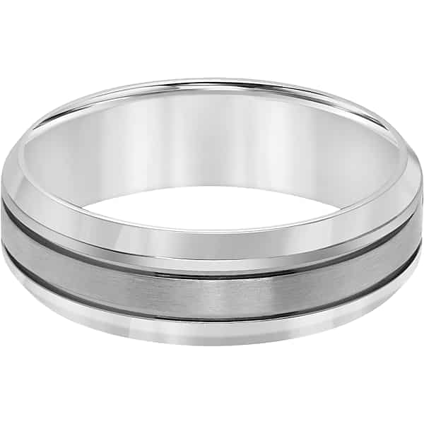 Gtx Mens 7mm Round Edge Brushed Finish Center Titanium Band Silver