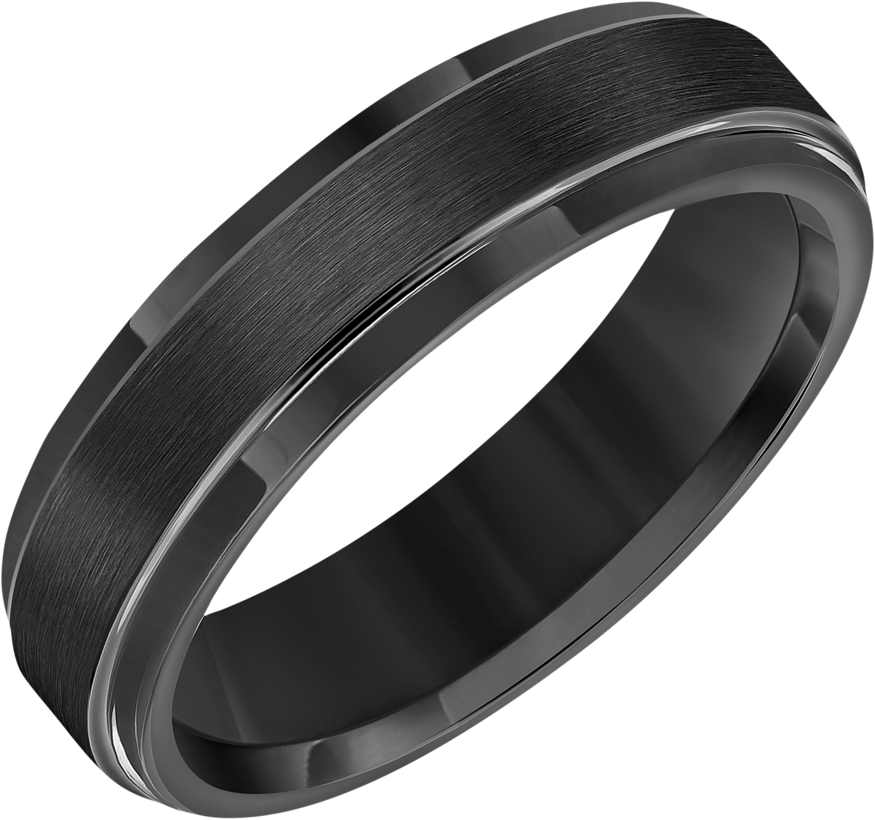 6mm Step Edge Satin Finish Center Tungsten Carbide Band