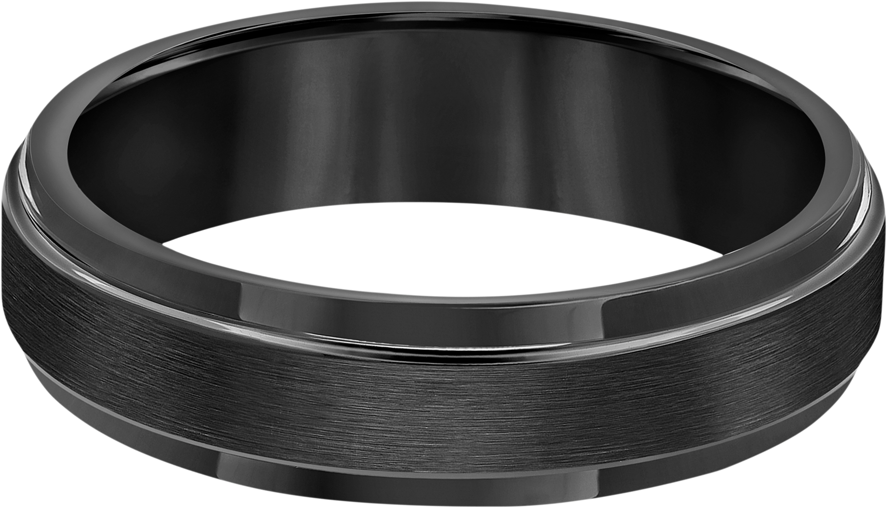 6mm Step Edge Satin Finish Center Tungsten Carbide Band