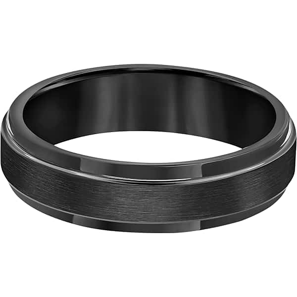 Gtx Men's 6mm Step Edge Satin Finish Tungsten Carbide Band Black - Size: RNG 10