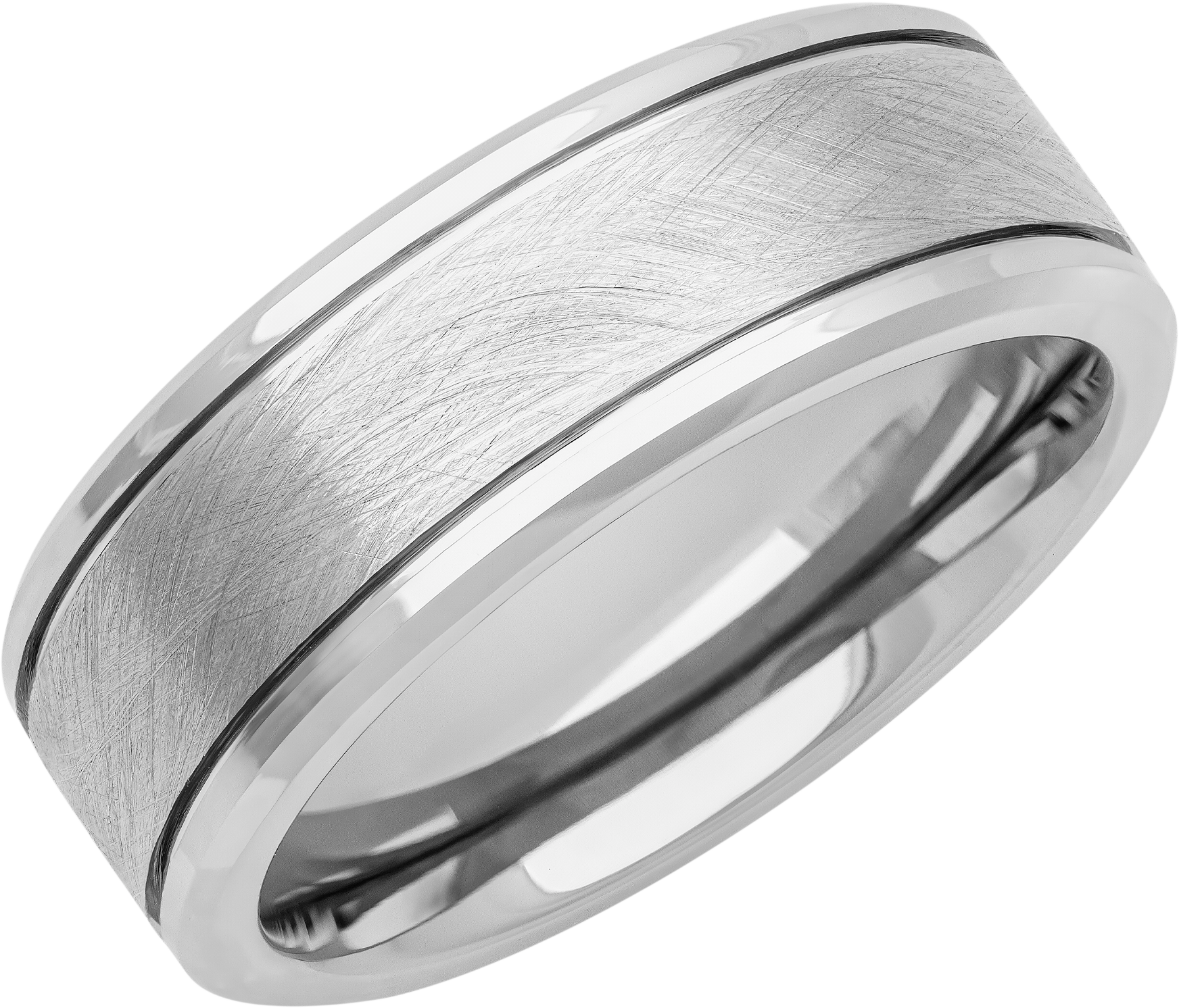 8mm Hammered Center Tungsten Carbide Band