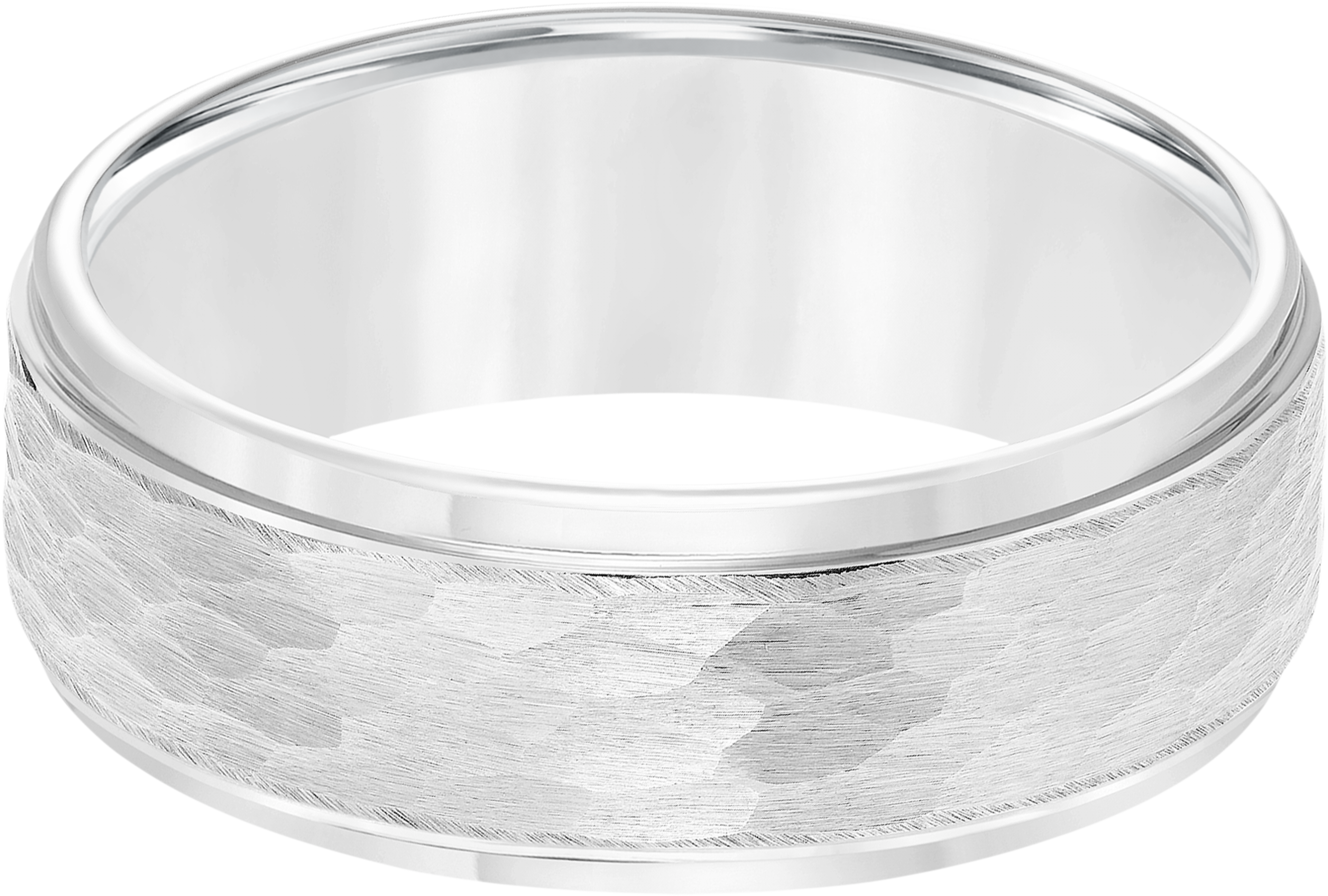 8mm Hammered Center Tungsten Carbide Band