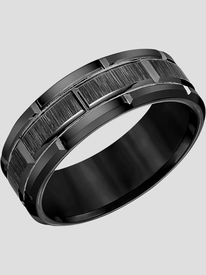 Gtx 8mm Flat Edge Brick Pattern Tungsten Carbide Band