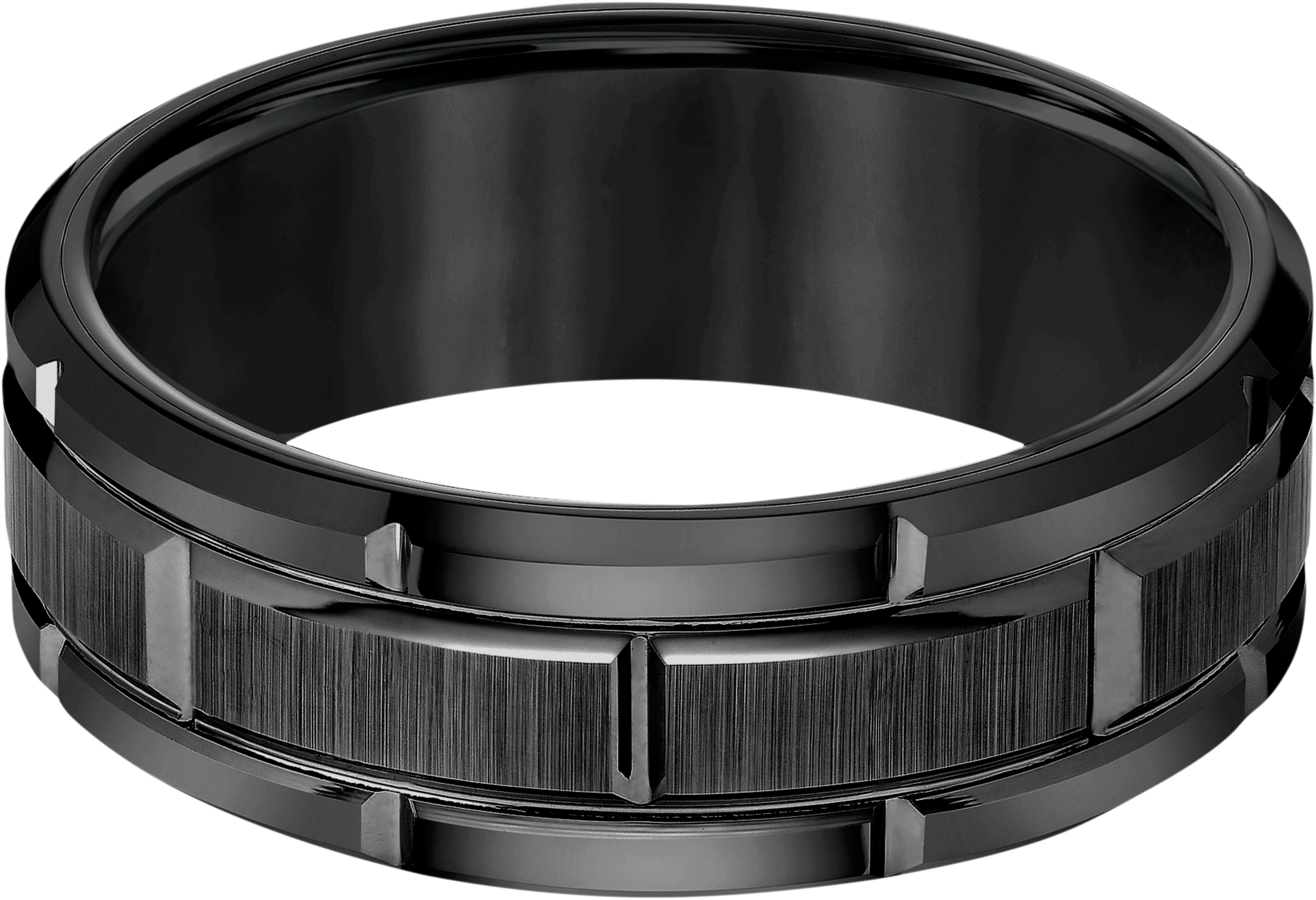 8mm Flat Edge Brick Pattern Tungsten Carbide Band