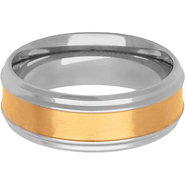 Gtx Men's 8mm Stainless Steel Wedding Band Gray And Yellow - Size: RNG 9 TMW8ZJ9R9021
