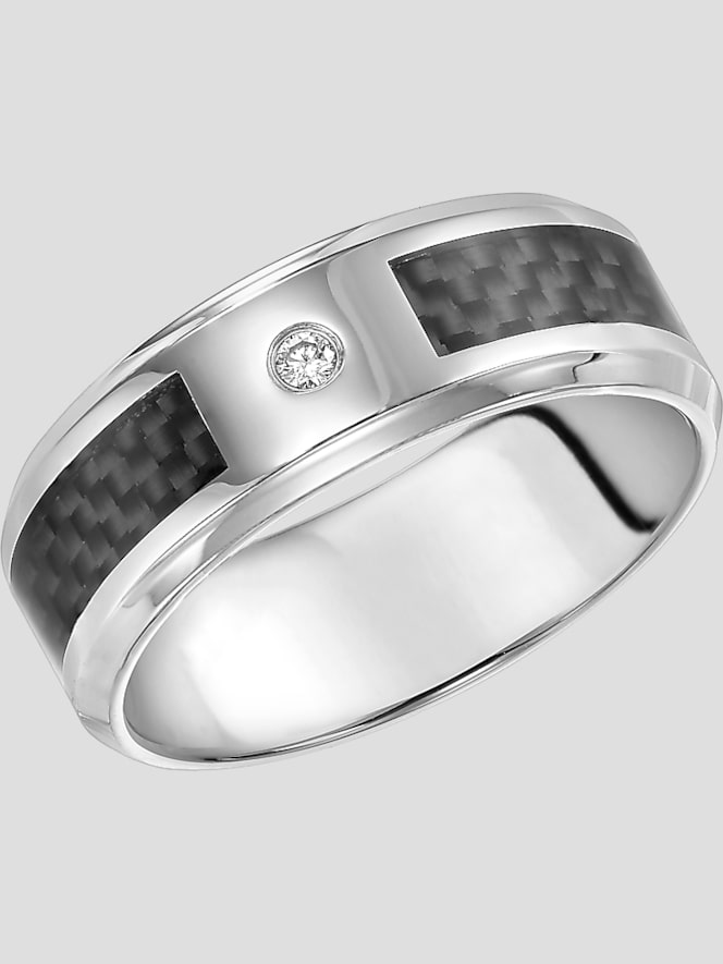 Gtx 8mm Diamond Accent Stainless Steel Carbon Band