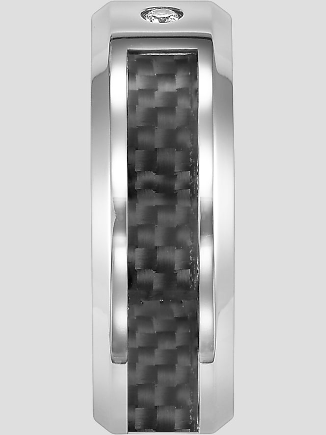 Gtx 8mm Diamond Accent Stainless Steel Carbon Band