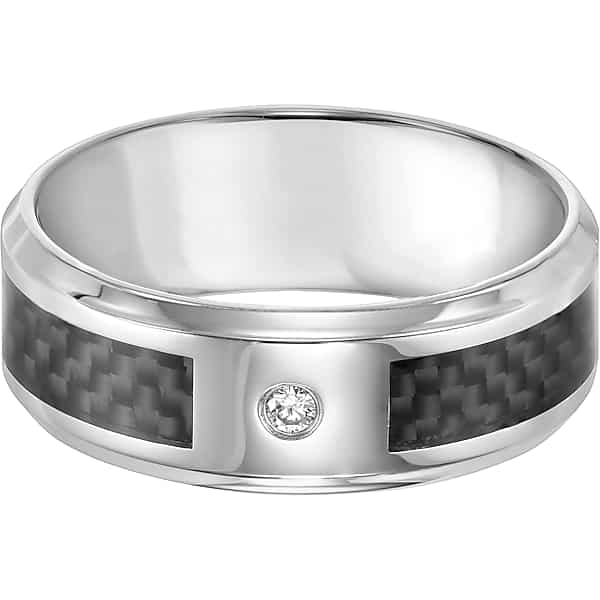 Gtx Men's 8mm Diamond Accent Stainless Steel Carbon Band Gray And Black - Size: RNG 11 TMW8ZJAR1122