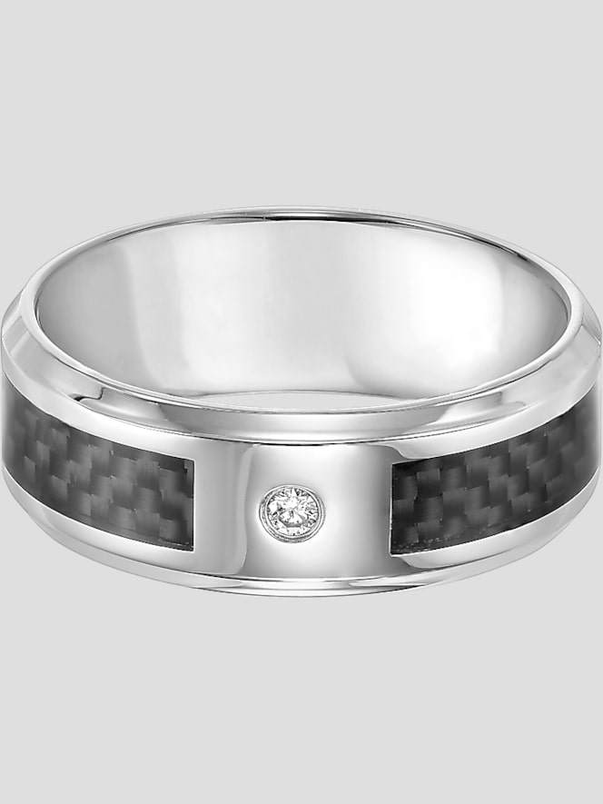 Gtx 8mm Diamond Accent Stainless Steel Carbon Band